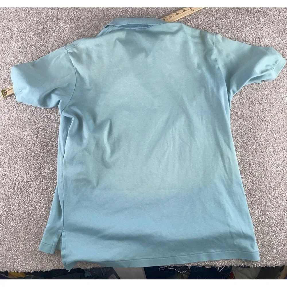 Polo Ralph Lauren Greenish Blue Polo Shirt Made In USA Mens XL White Pony Cotton